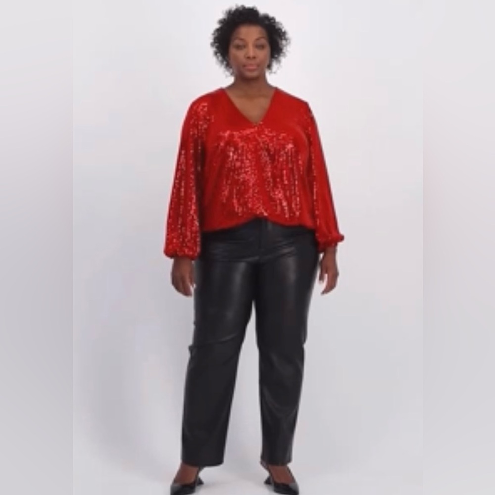 I.N.C. International Concepts Sequined Shimmering Surplice Blouse 3X